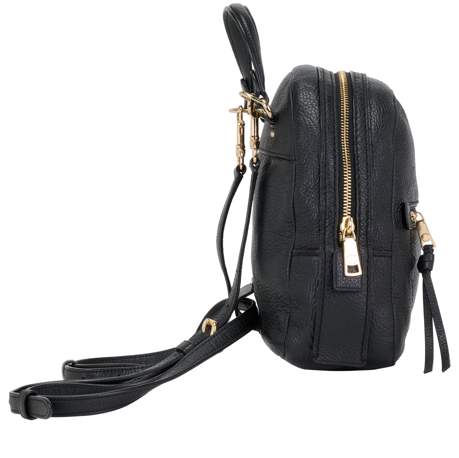 Court Backpack, &pound;120, Handbags, Black, Leather, Side view